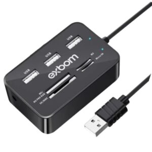 HUB 7 em 1 com 3 Portas USB 2.0 Extensor e Leitor