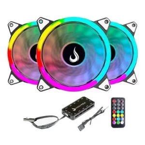 Kit Com 3 Fans Rise Mode Energy, 120mm, ARGB, C/Controle Remoto
