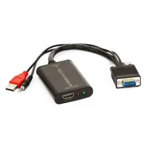 Cabo Conversor Vga Macho Para HDMI Fêmea Áudio P2