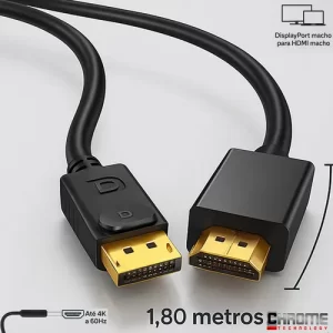 Cabo adaptador Displayport 4k para HDMI, 1,8 m
