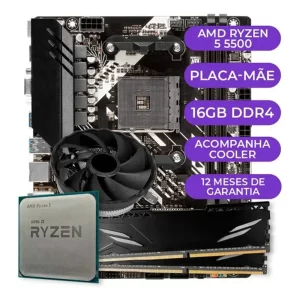 Kit Upgrade Gamer Amd Ryzen 5 5500 + Placa Mãe Mancer B450M + 16 GB DDR4 3200 MHZ