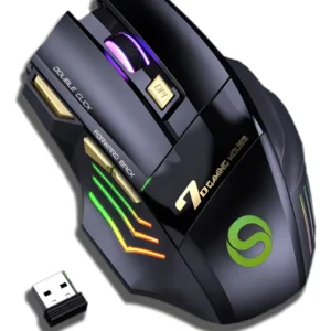 Mouse Gamer Sem Fio Shinka Recarregável Ergonômico RGB Preto 3200 DPI