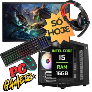 Computador Gamer completo Intel Core i5 16GB GT + Monitor + Kit Periféricos